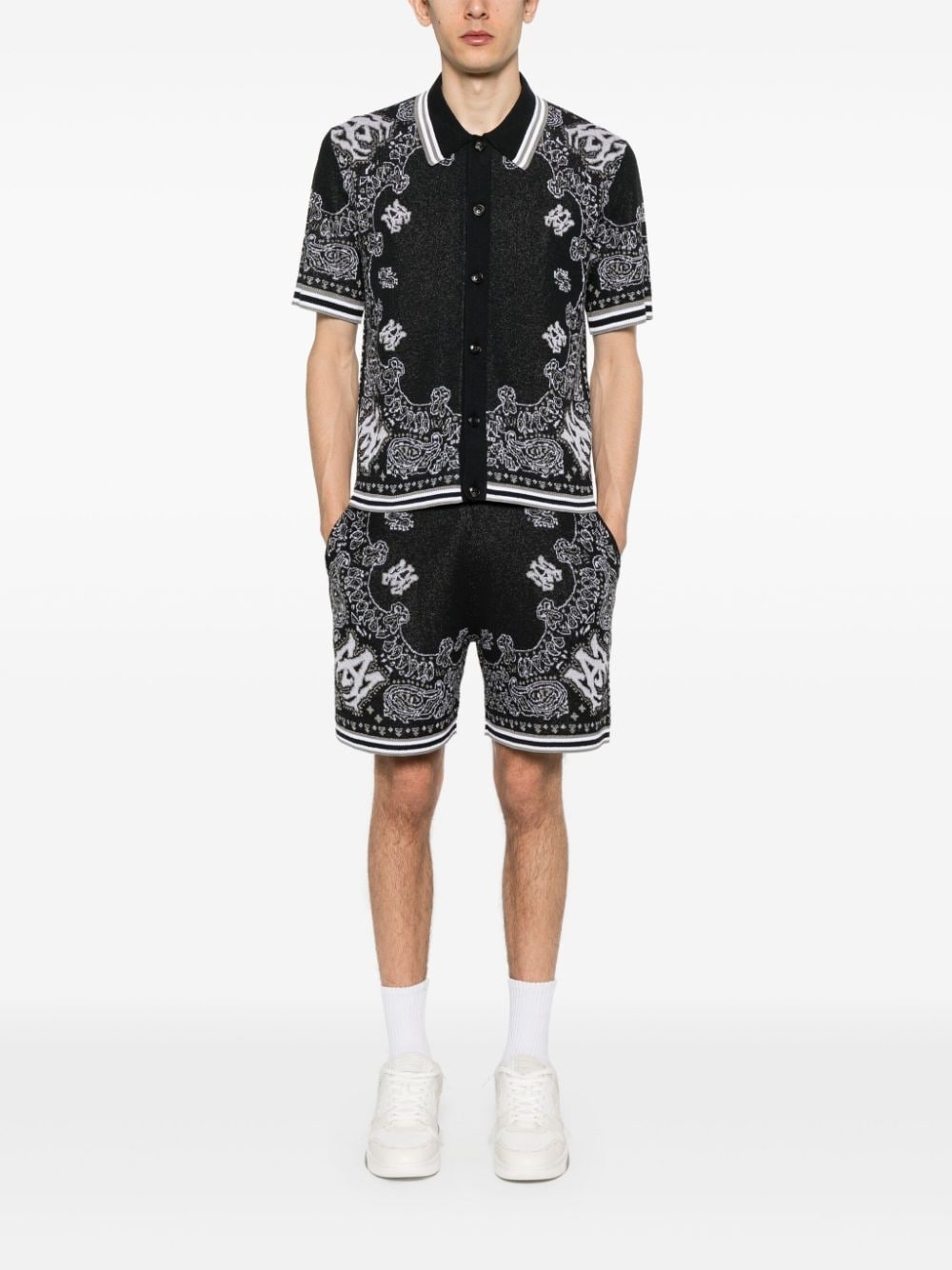 bandana-jacquard knitted shorts - 2