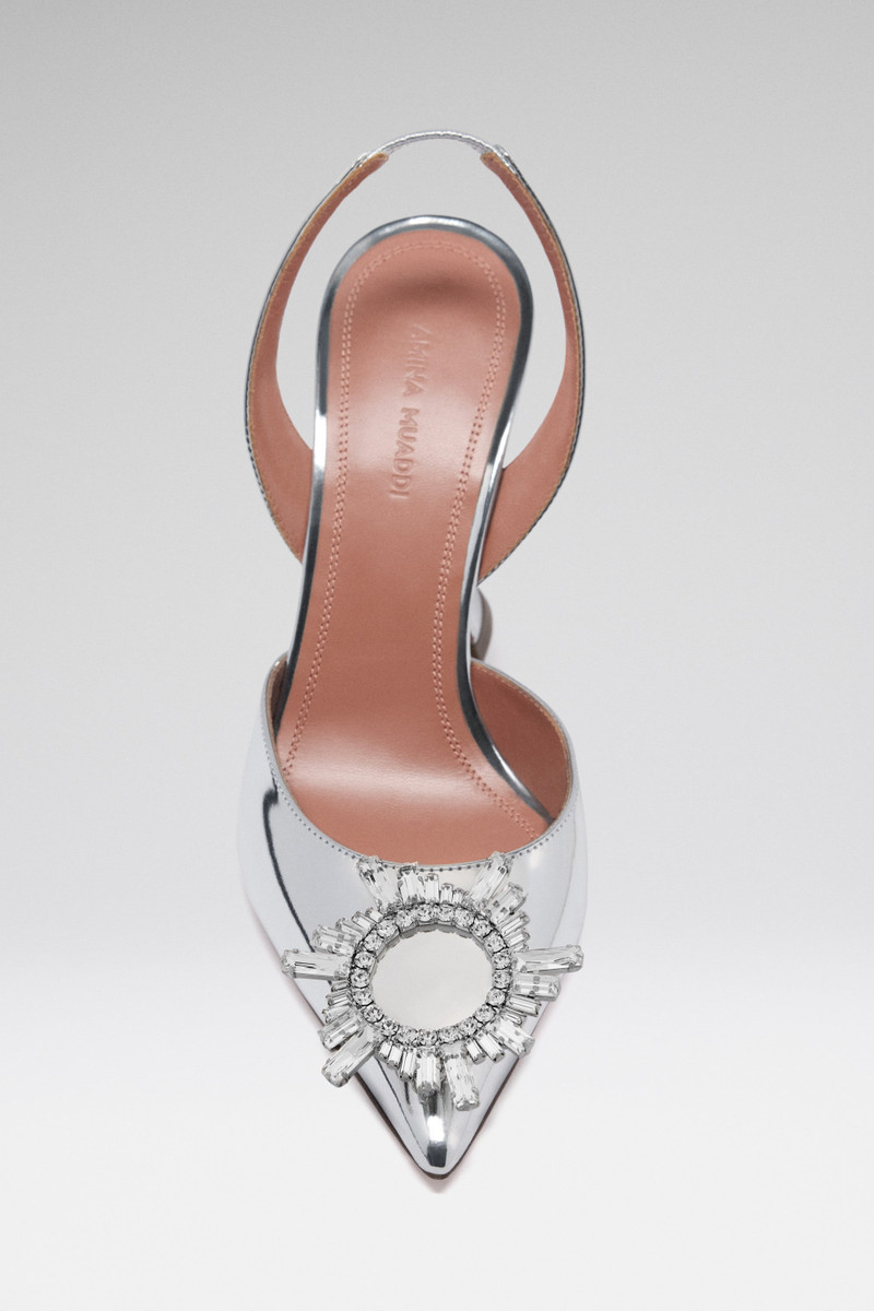 Amina Muaddi BEGUM SLING SILVER MIRROR outlook