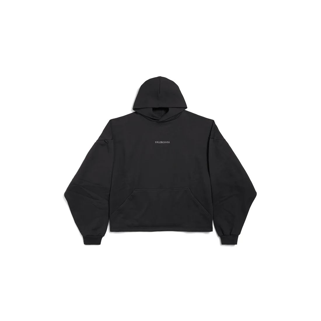 Women's Balenciaga Back Cropped Hoodie in Black - 1
