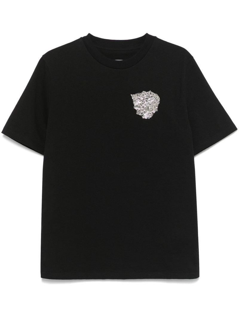 leaf-appliqué T-shirt 1