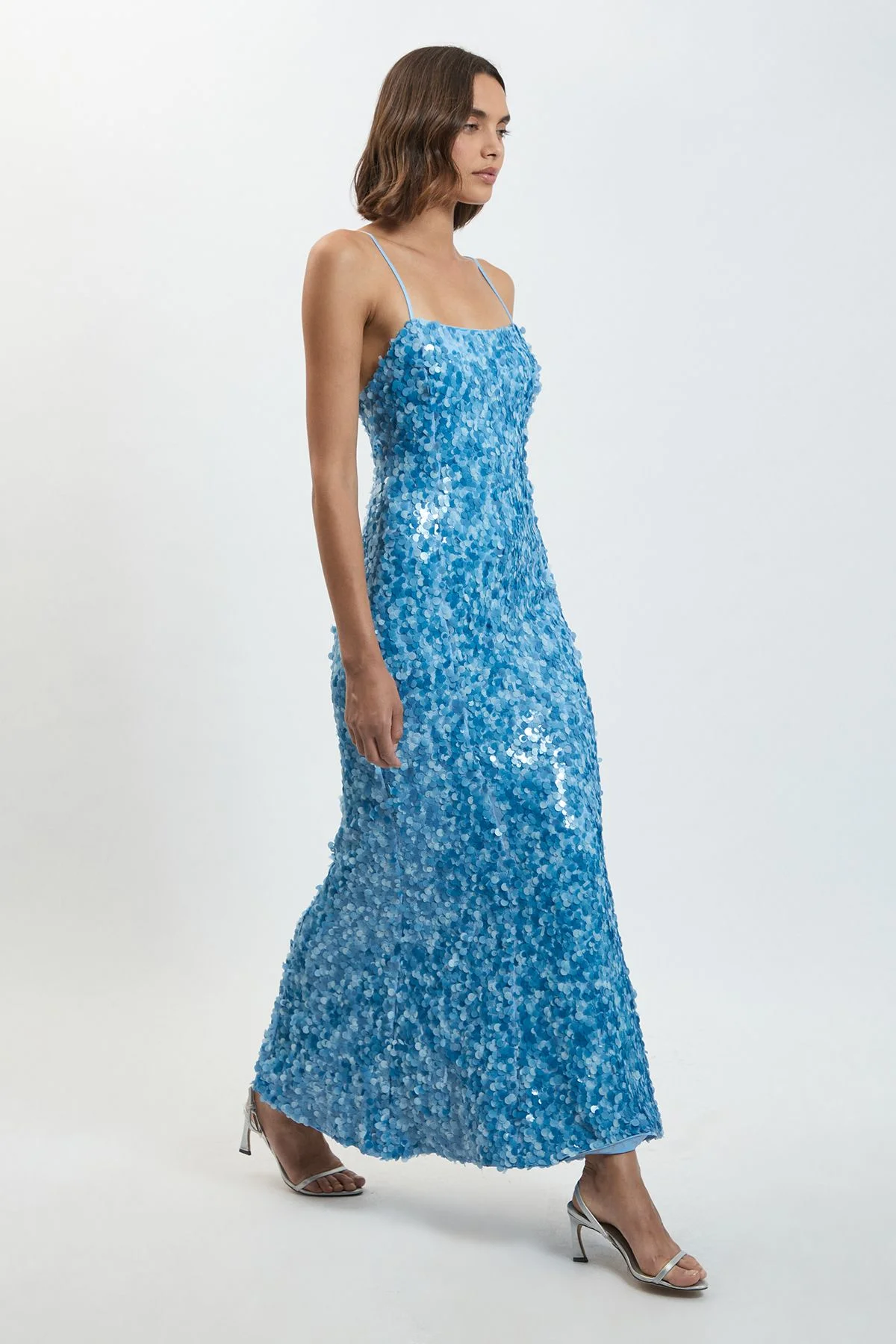 Sequin Strappy Woven Maxi Dress - 1