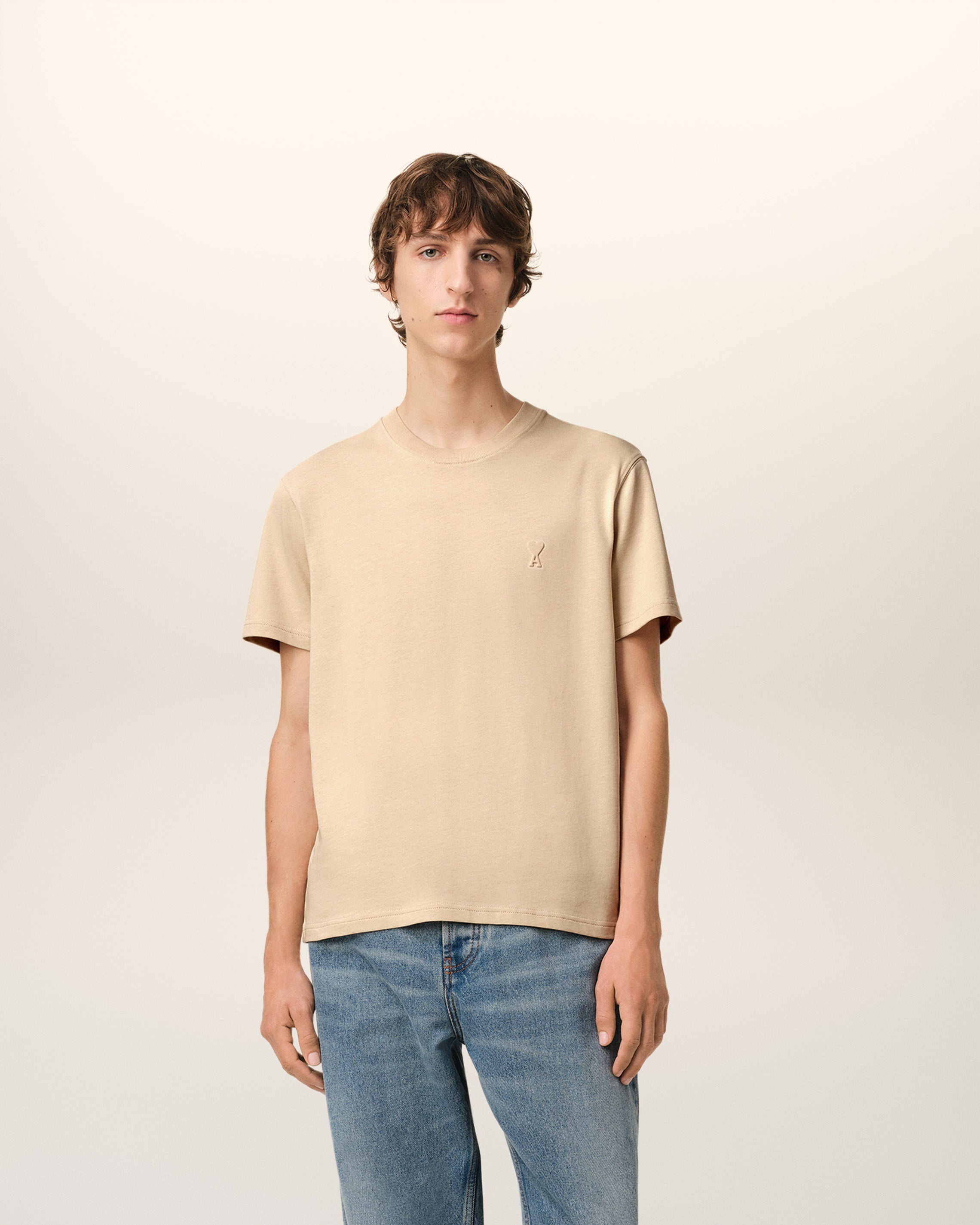 BEIGE COTTON AMI DE COEUR T-SHIRT - 2