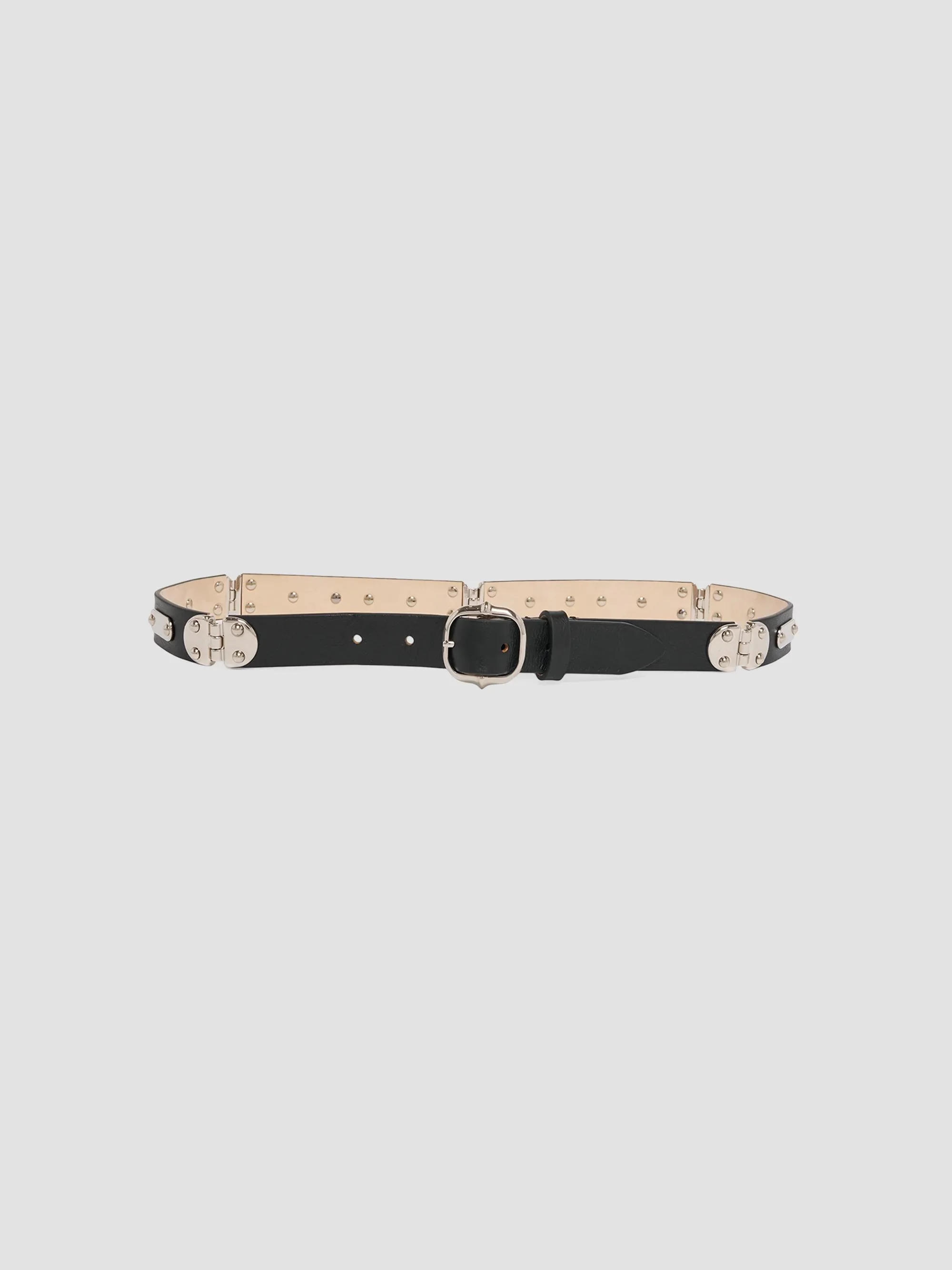Women's Depson Leather Belt - Black And Palladium - 1