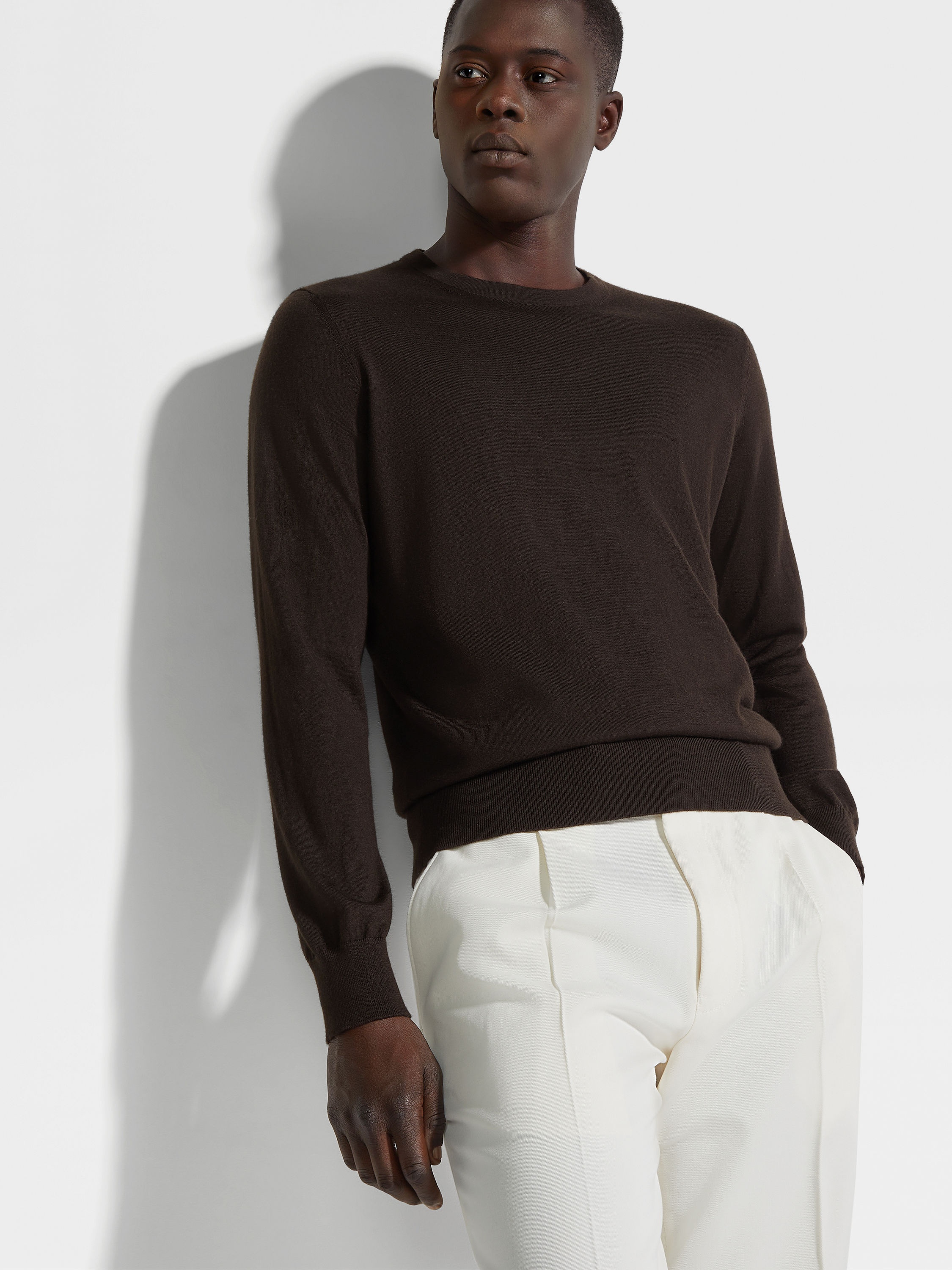 DARK BROWN CASHSETA CREWNECK - 3