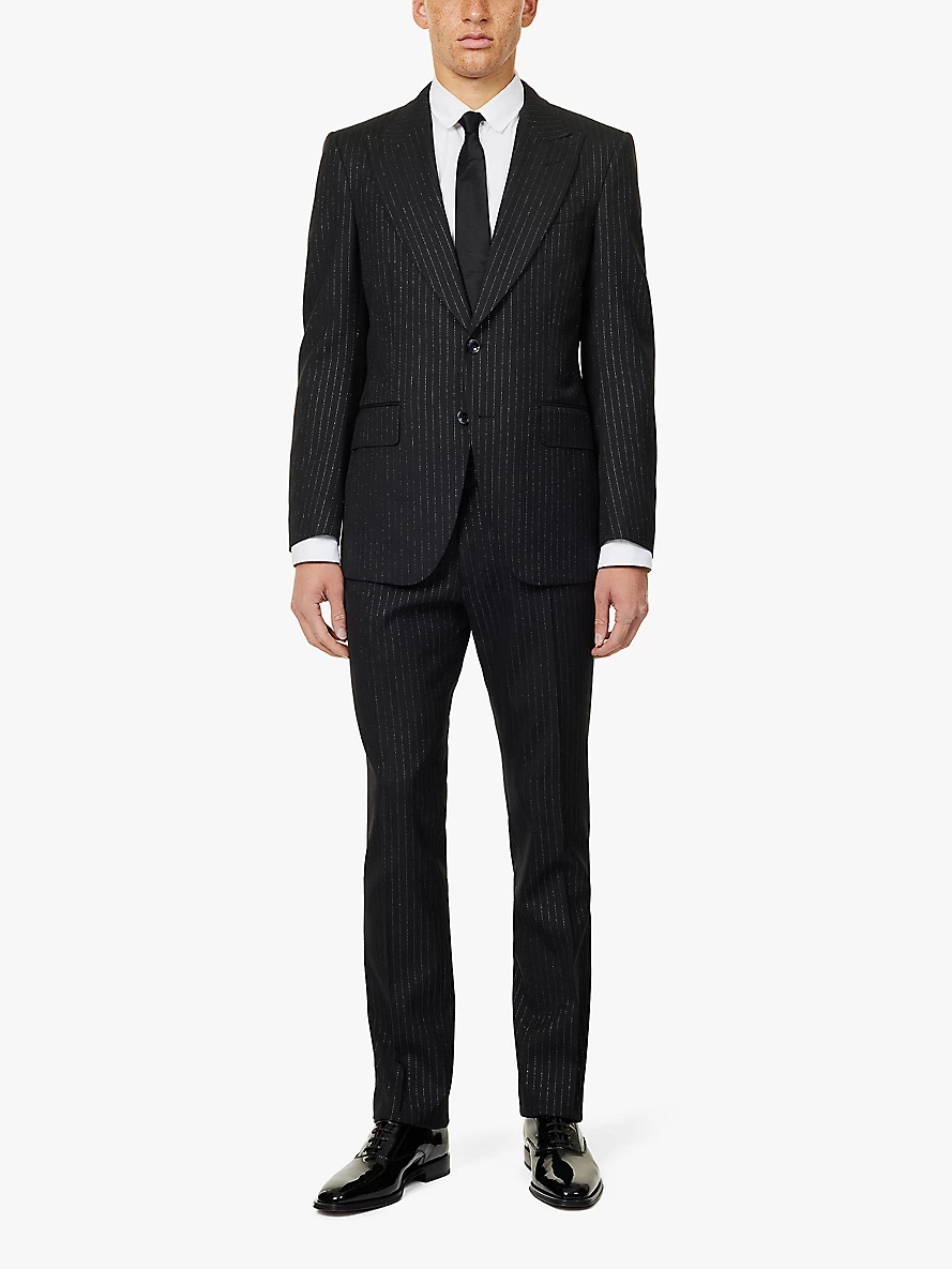 Striped single-breasted regular-fit wool-blend suit - 2