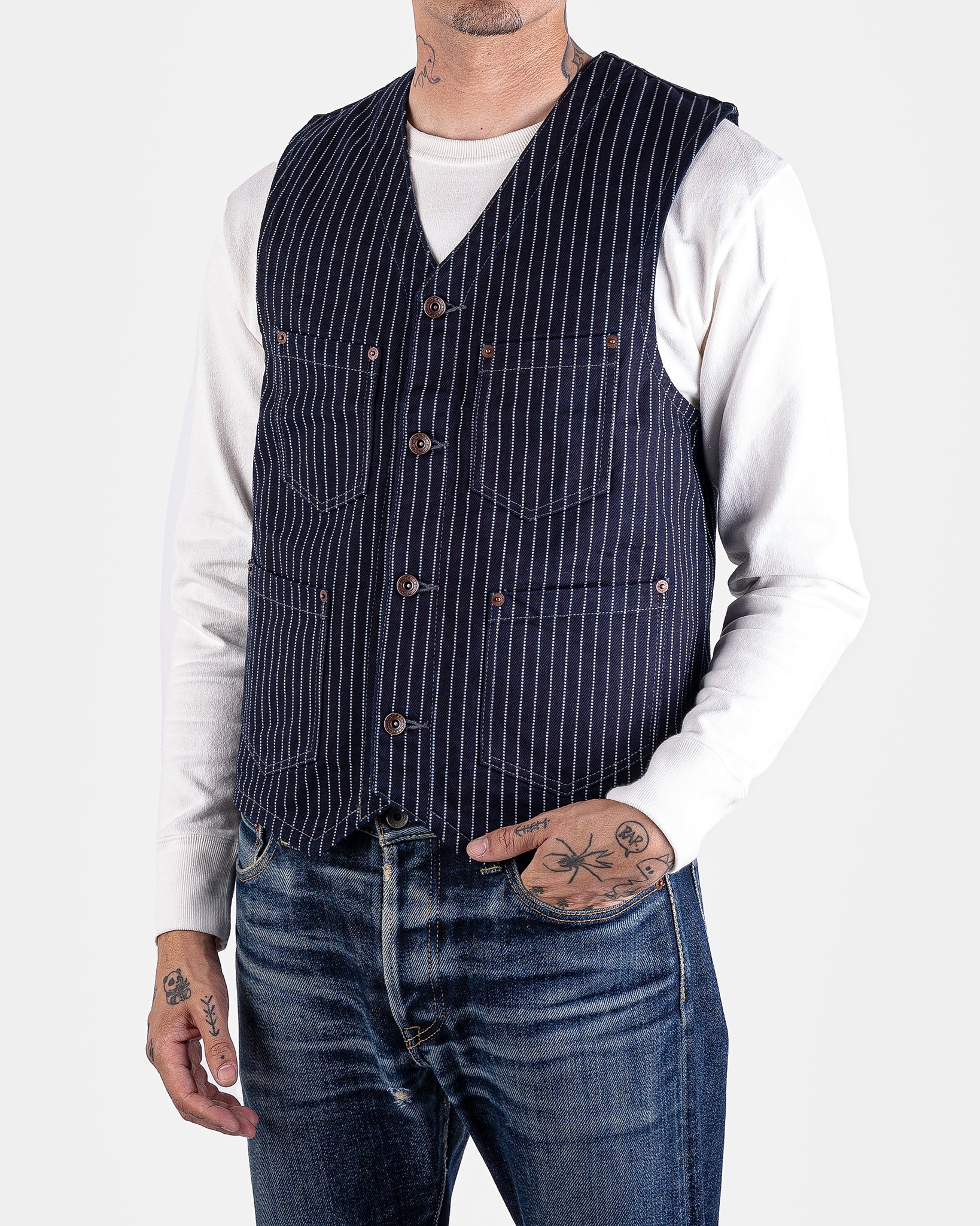 IHV-02-IND 12oz Wabash/Duck Work Vest - Indigo/Navy - 2