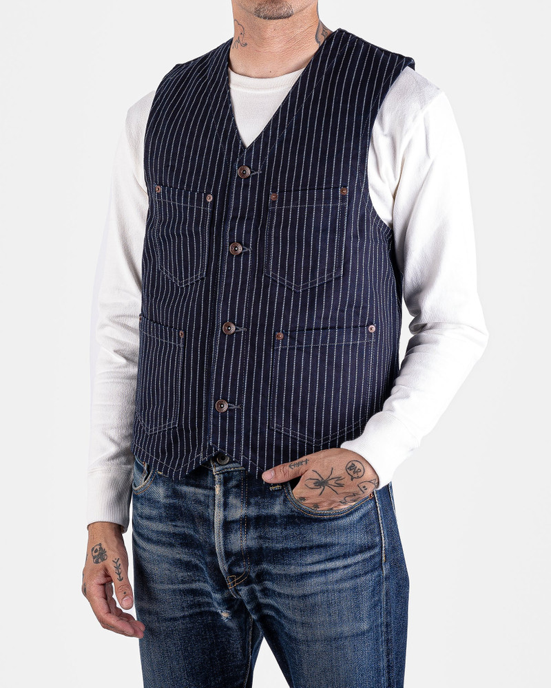 Iron Heart IHV-02-IND 12oz Wabash/Duck Work Vest - Indigo/Navy outlook