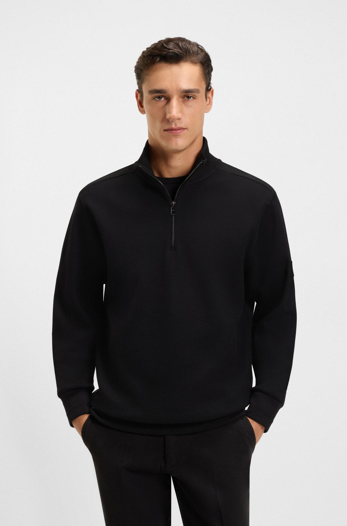 MERCERIZED-COTTON REGULAR-FIT SWEATSHIRT WITH LOGO PATCH - 4