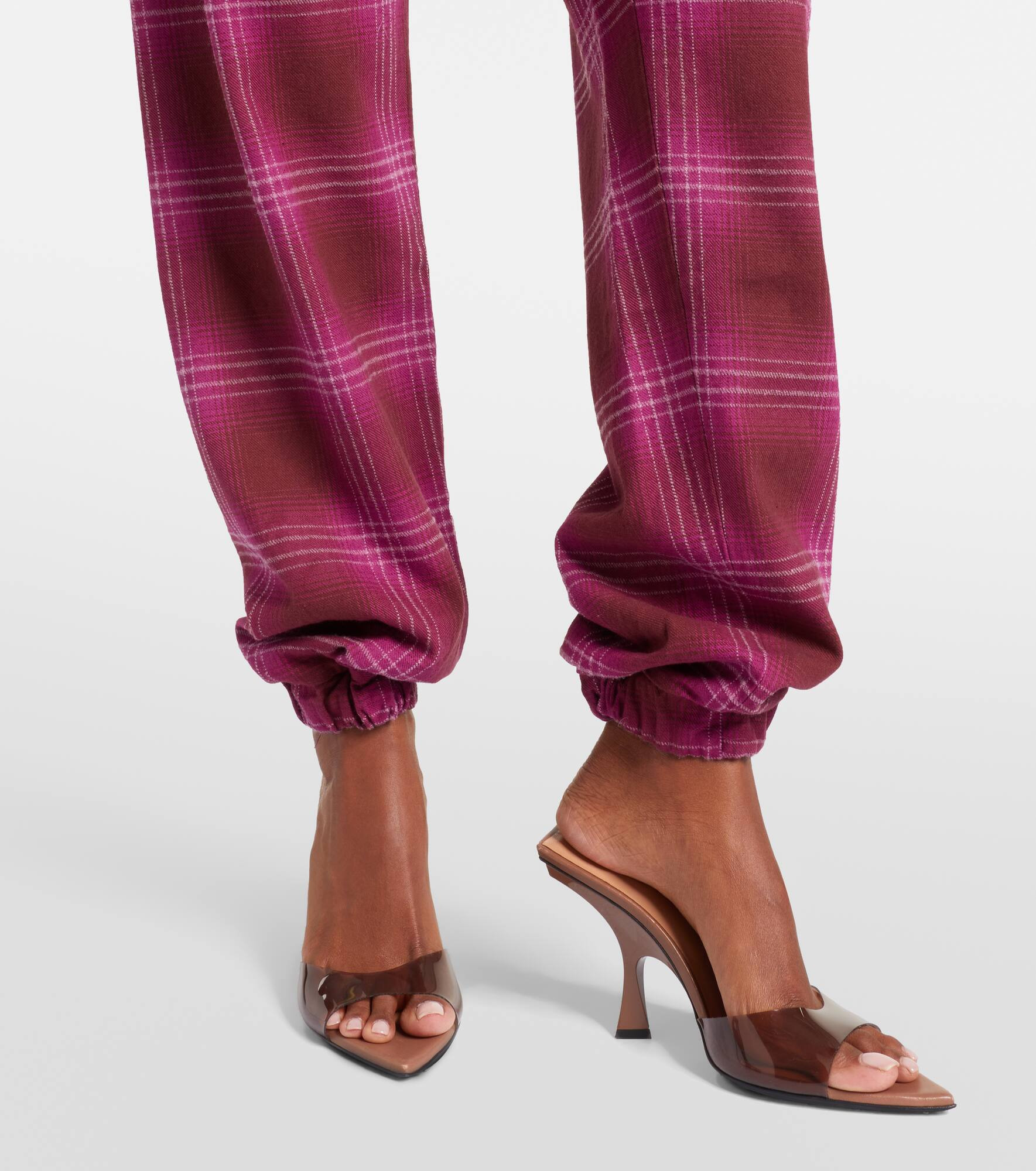Checked cotton flannel sweatpants - 5
