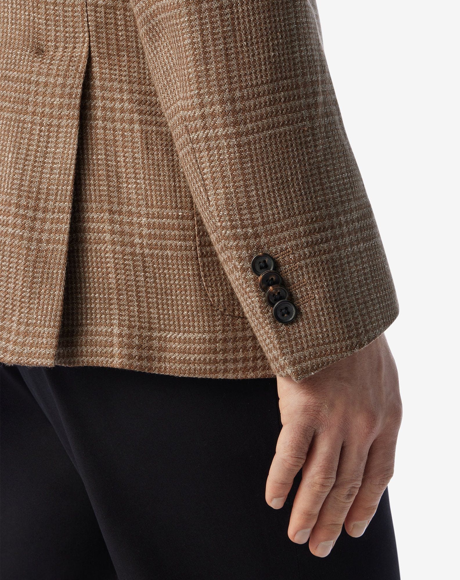 Caramel beige wool and linen jacket - 5