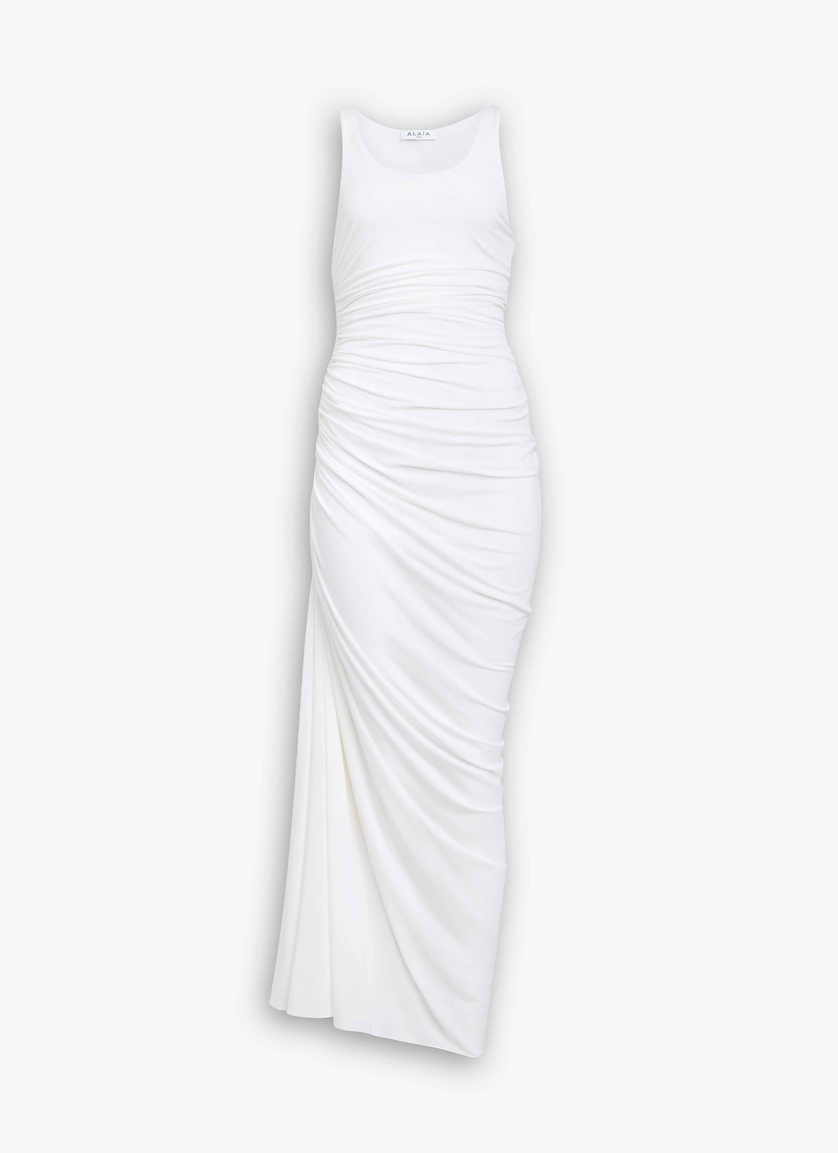 SOFT JERSEY ASYMMETRICAL GATHERED DRESS - 1