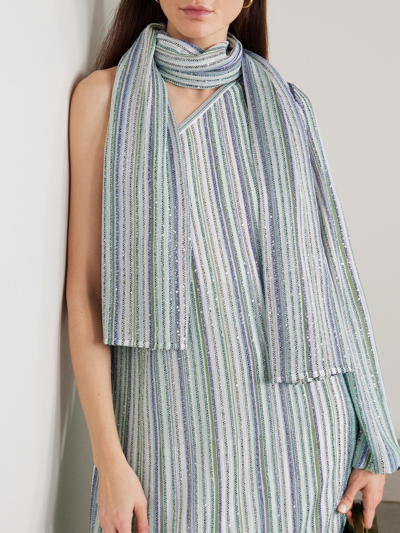 Missoni Sequin-trimmed Striped Metallic Crochet-knit Wrap outlook