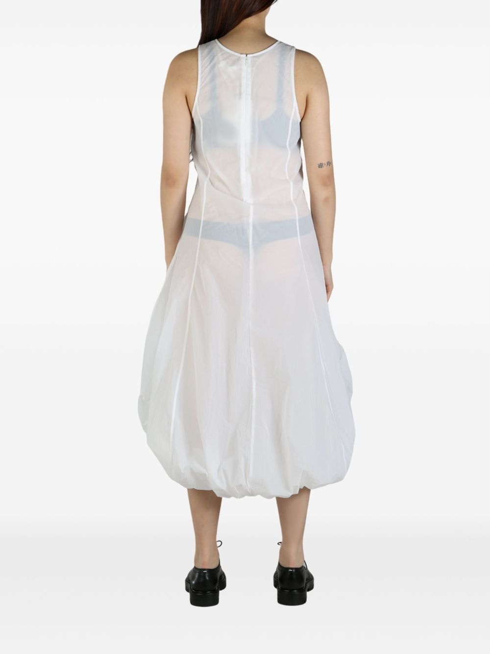 semi-sheer volume midi dress - 4