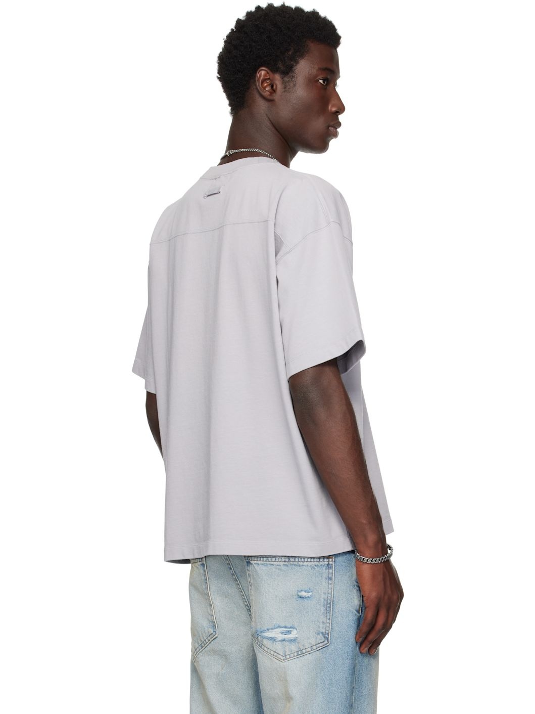 Gray Printed Water Oversized T-shirt - 3
