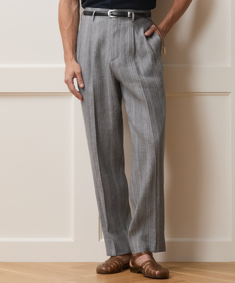 TODD SNYDER Italian Multi-Stripe Linen Hollywood Trouser outlook