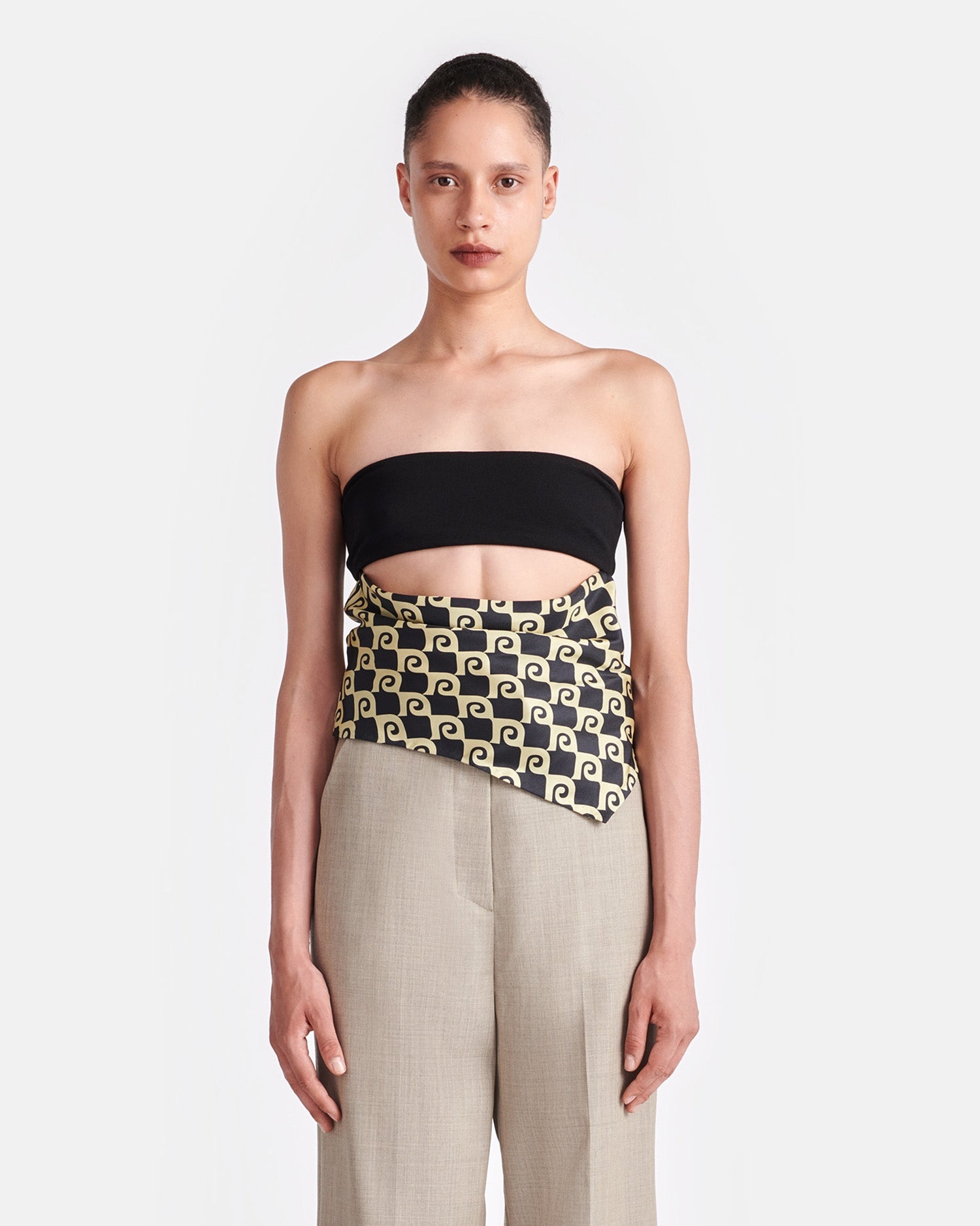 Printed Silk And Mesh-Jersey Bandeau Top - 2