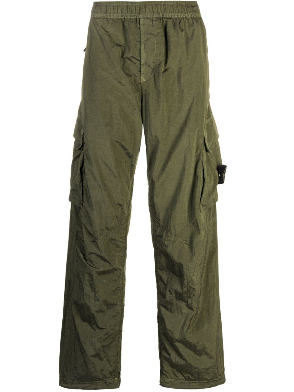 Compass-motif crinkled cargo trousers - 1