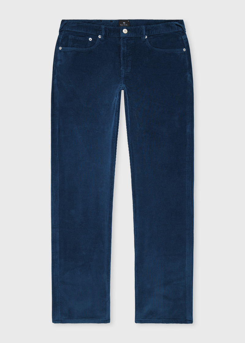 Relaxed Tapered-Fit Dark Blue Corduroy Trousers 1