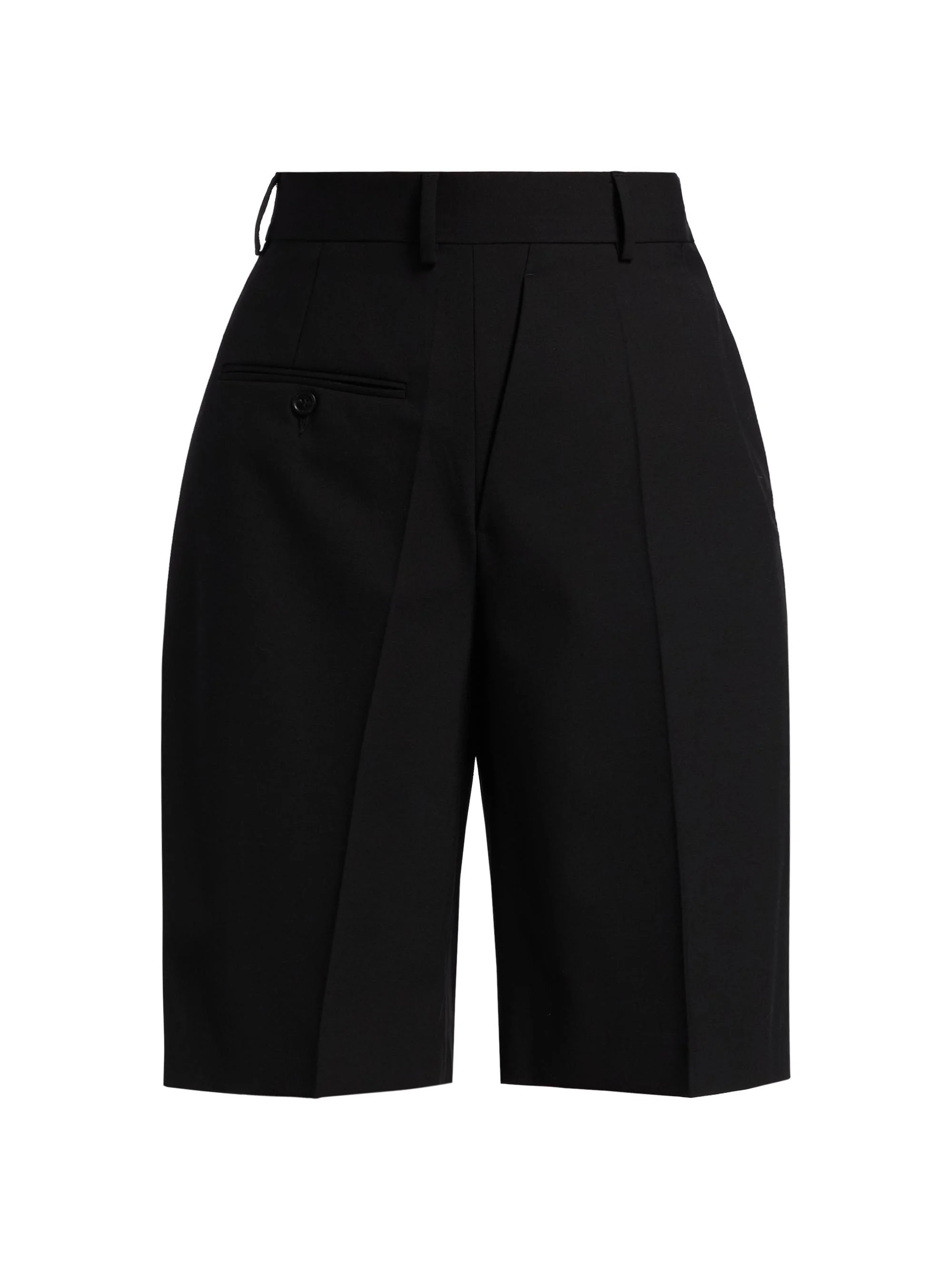 Women's Tailored Wool-Blend Bermuda Shorts - Black - 1