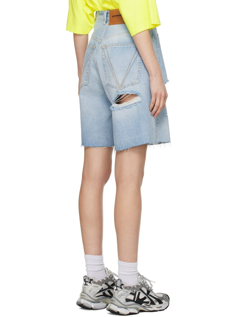 Blue Destroyed Denim Shorts 3