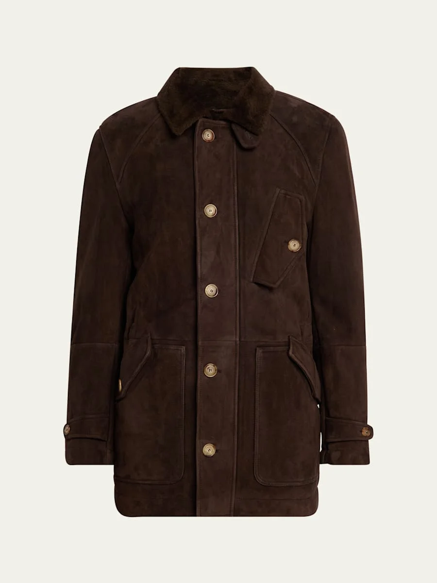 Men's Shearling Lined Button-Front Parka - 1