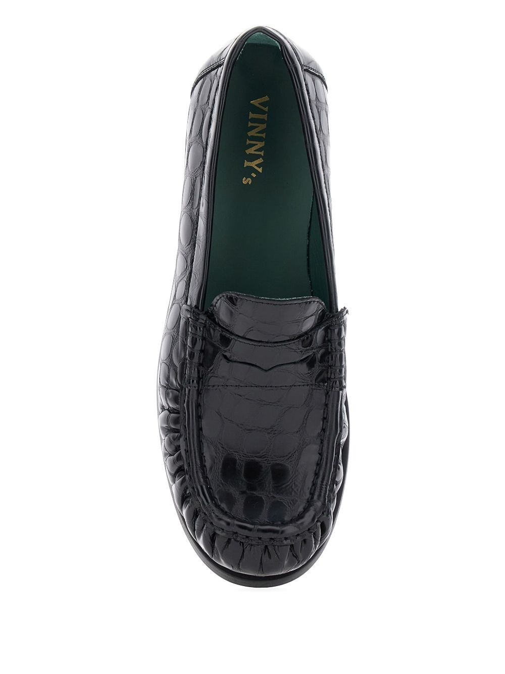 crocodile-embossed leather loafers - 3