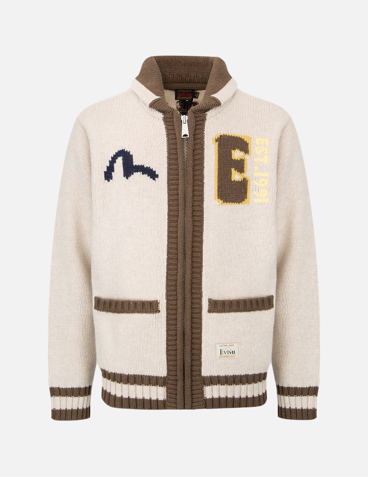 DARUMA INTARSIA-KNIT ZIP-UP SWEATER - 1