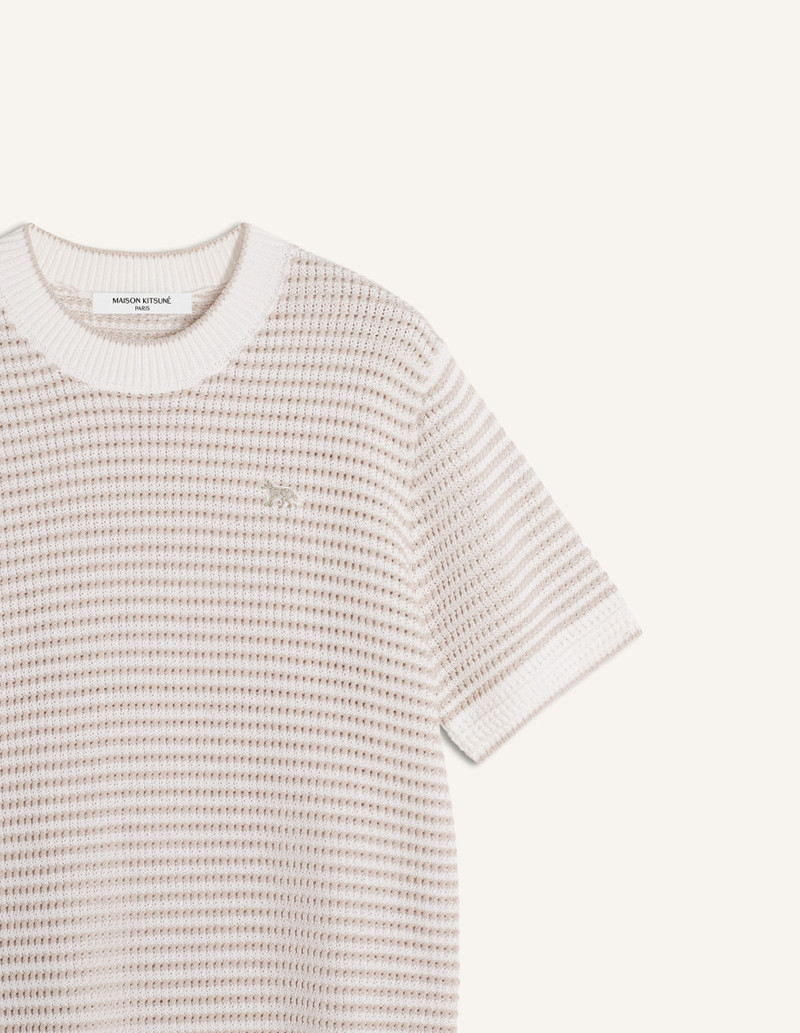 LACE KNIT STRIPED SHORT SLEEVE JUMPER 4