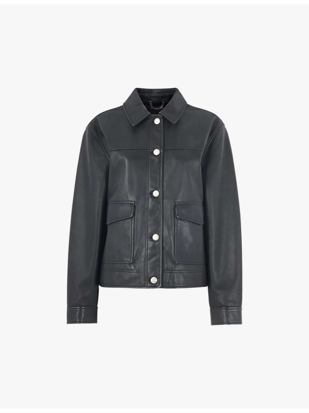 Natia patch-pocket leather overshirt - 1