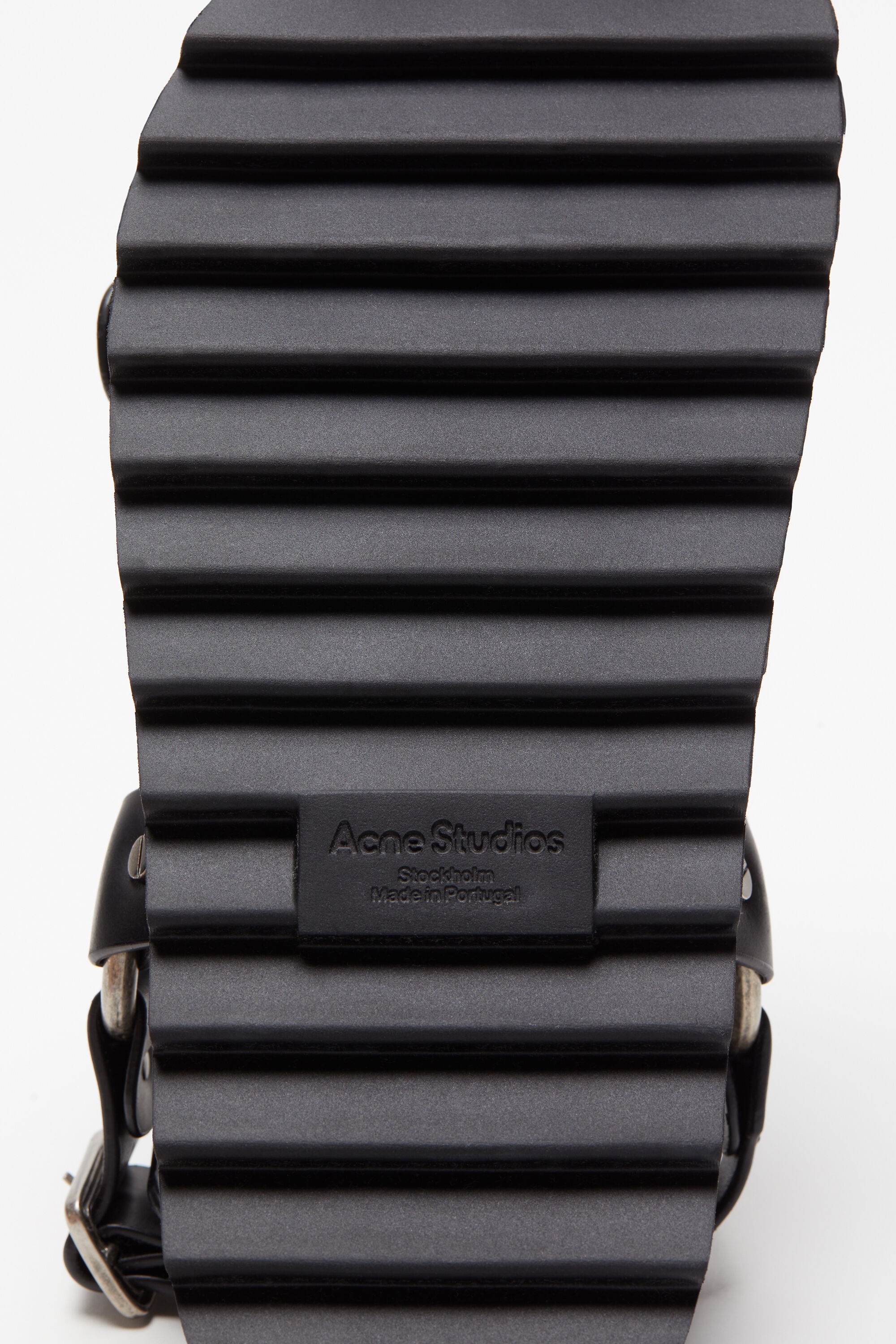 Leather buckle sandal - Black - 5