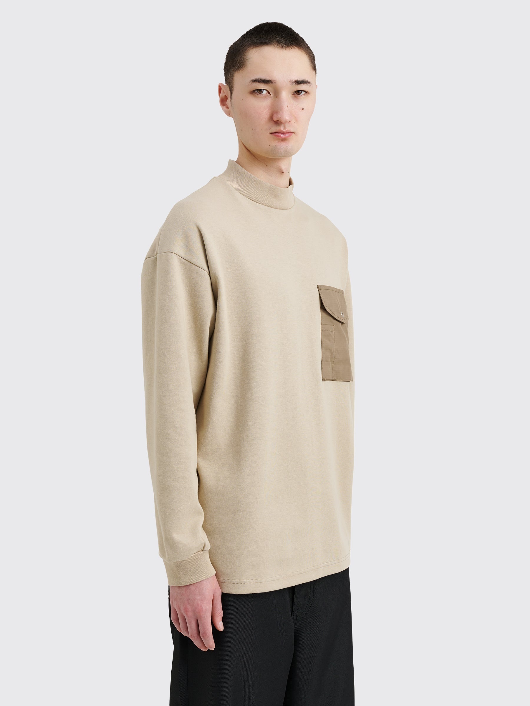 COMME DES GARÇONS HOMME LONG SLEEVE MOCK NECK T-SHIRT BEIGE - 4