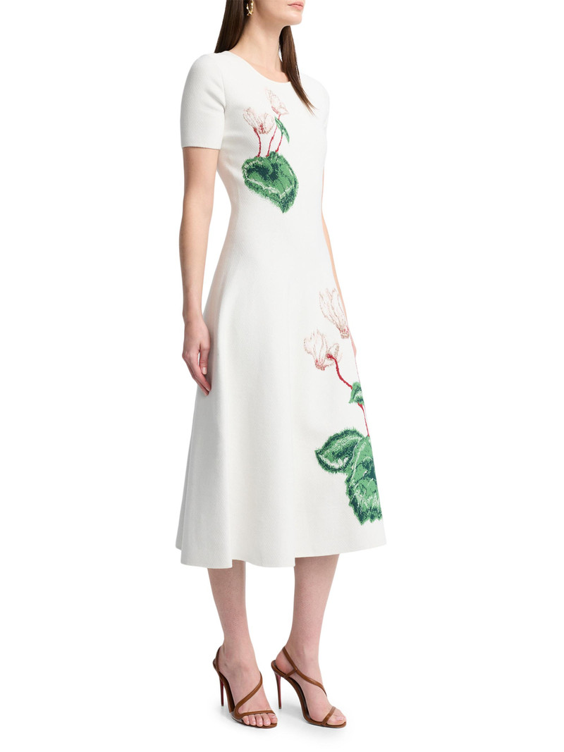 Women's Cyclamen Short-Sleeve Fit & Flare Dress - Ivory 4