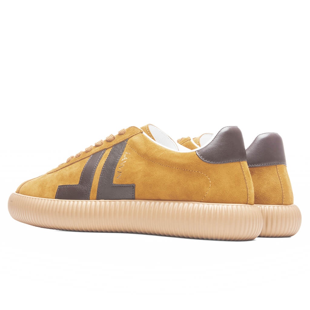 GLEN LEATHER & SUEDE LOW TOP SNEAKER  - MUSTARD - 3