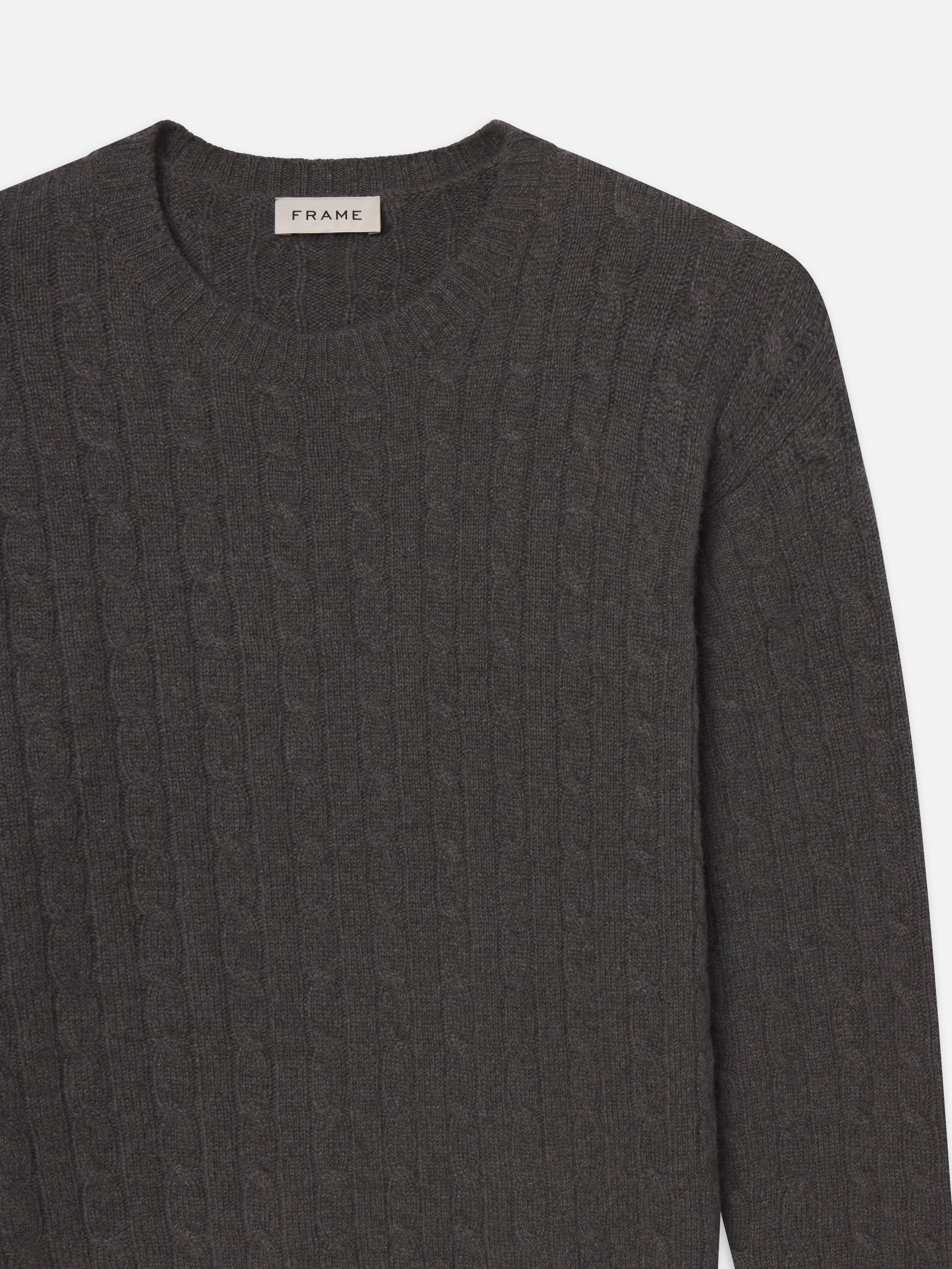 Cable Cashmere Crewneck in Charcoal - 2