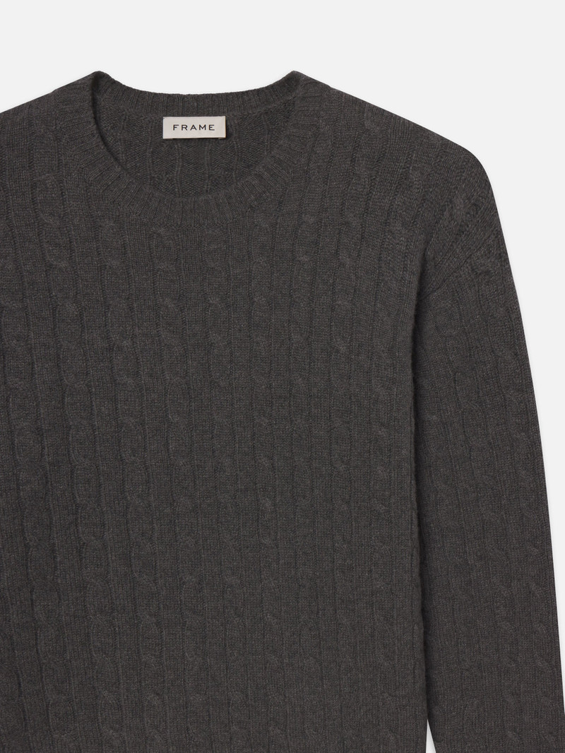 FRAME Cable Cashmere Crewneck in Charcoal outlook
