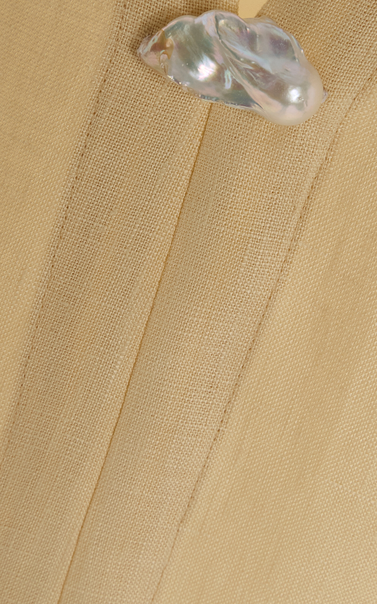 Pearl-Embellished Linen Maxi Dress yellow - 5