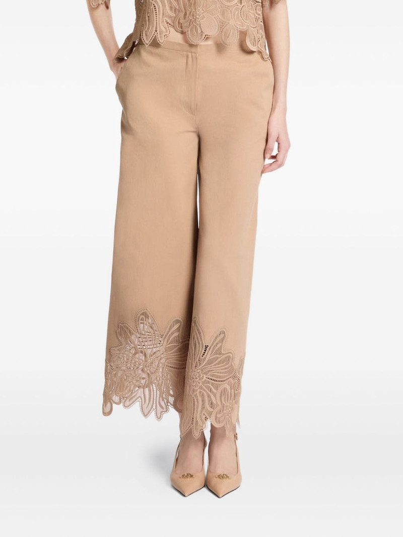embroidered lace-detailed trousers 1