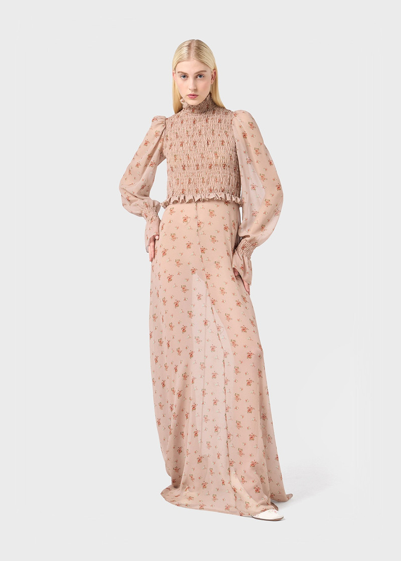 Blumarine LONG DRESS IN SILK GEORGETTE WITH BOUQUET PRINT outlook