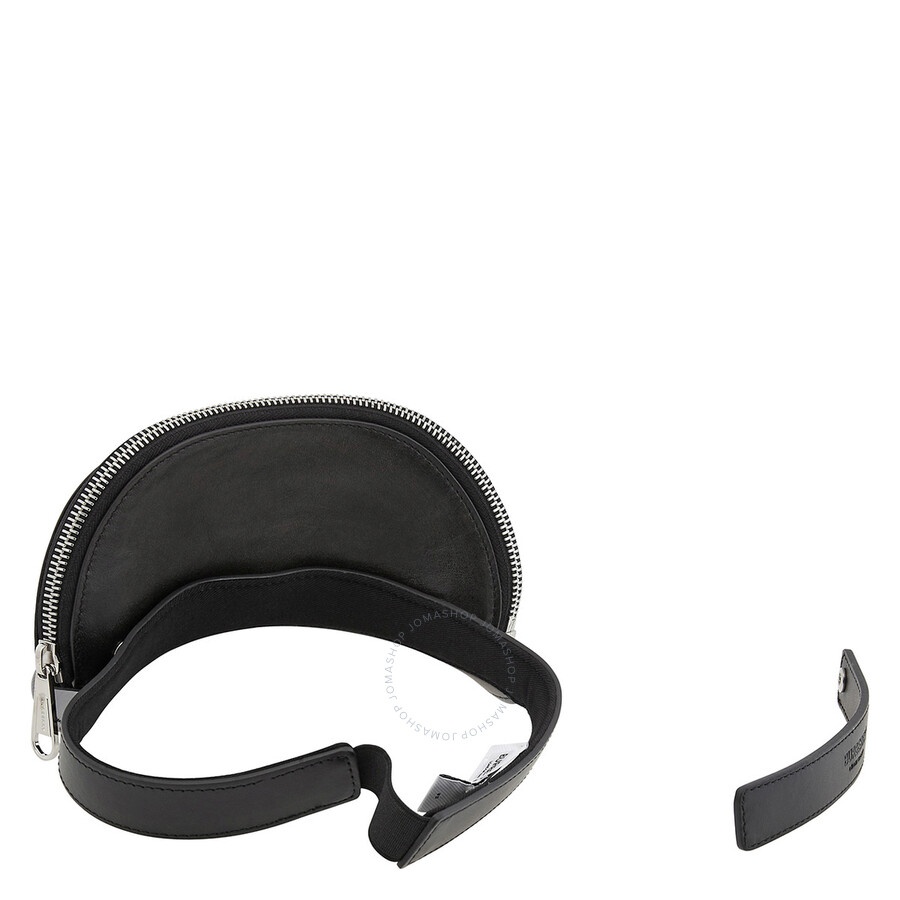 Burberry Black Leather Zip-Pocket Visor - 7