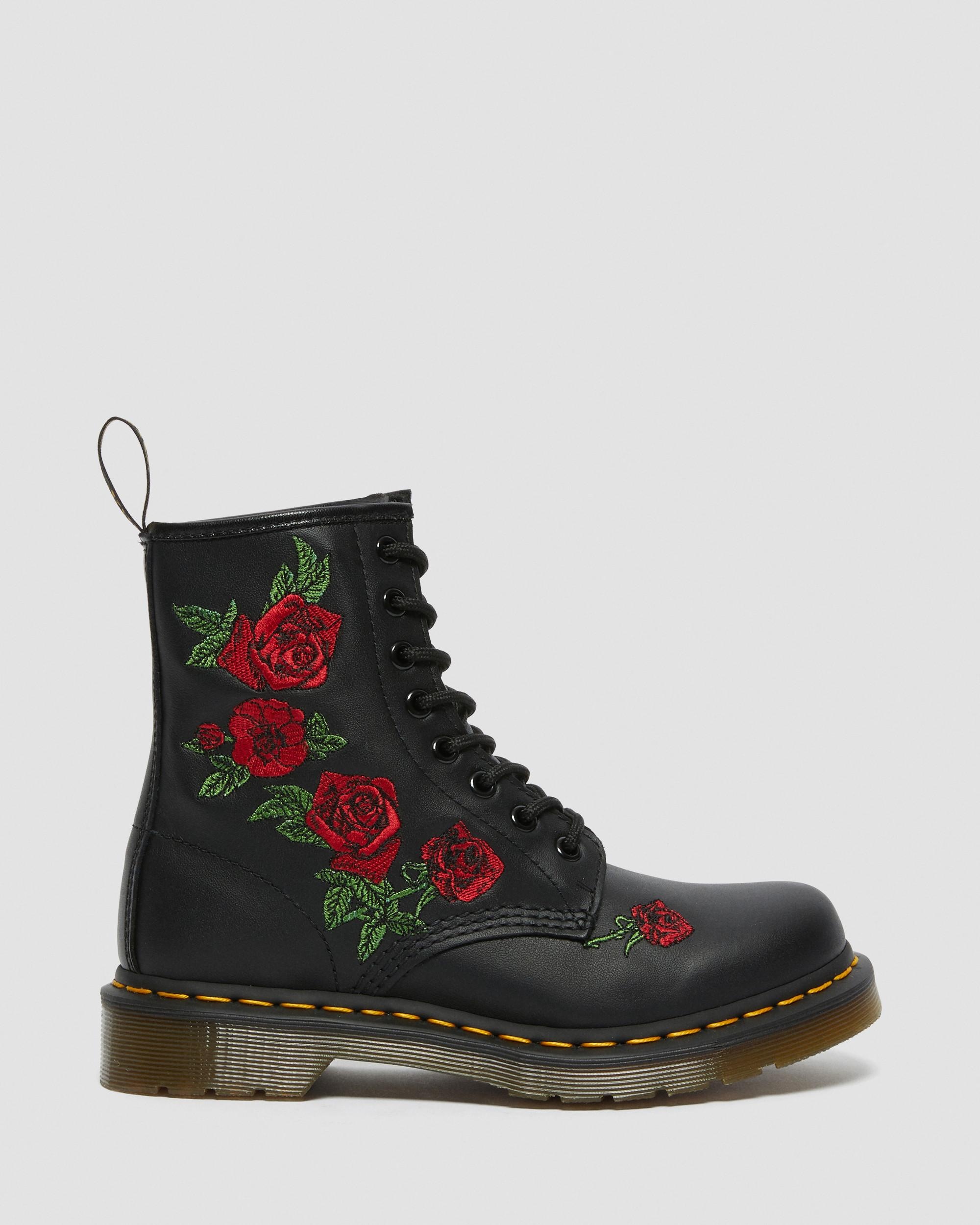 1460 Vonda Floral Leather Lace Up Boots - 8