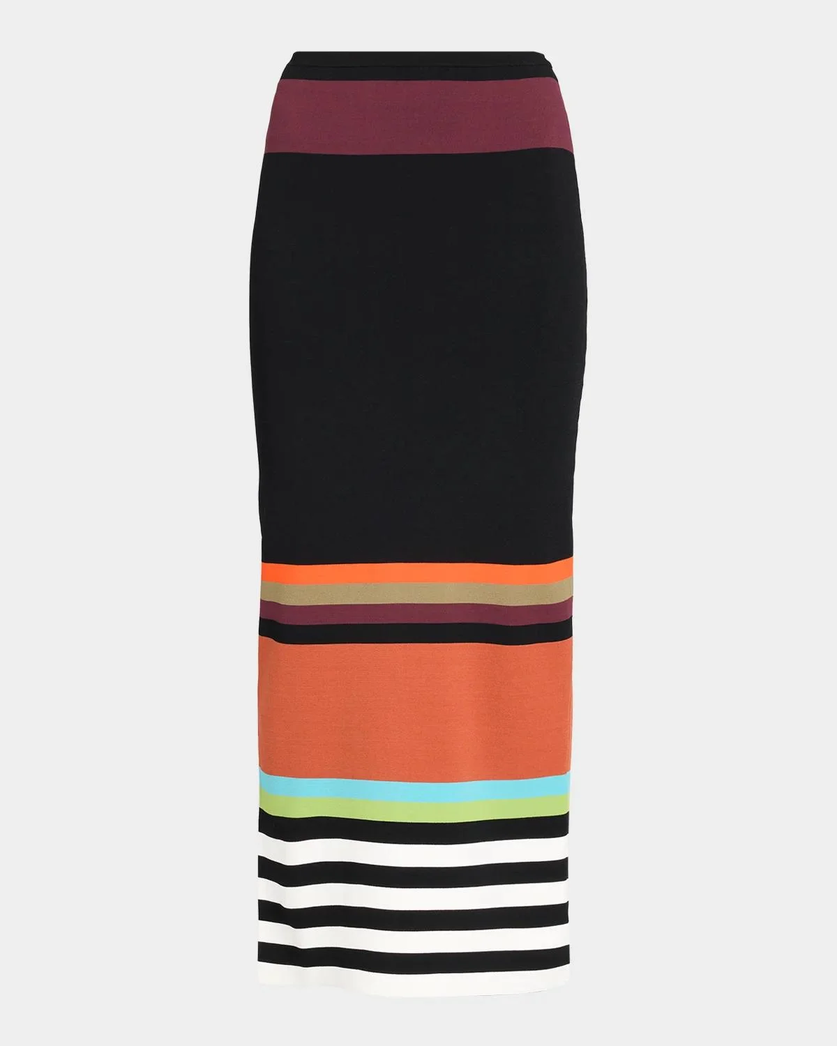 Striped Knit Body-Con Midi Skirt - 1