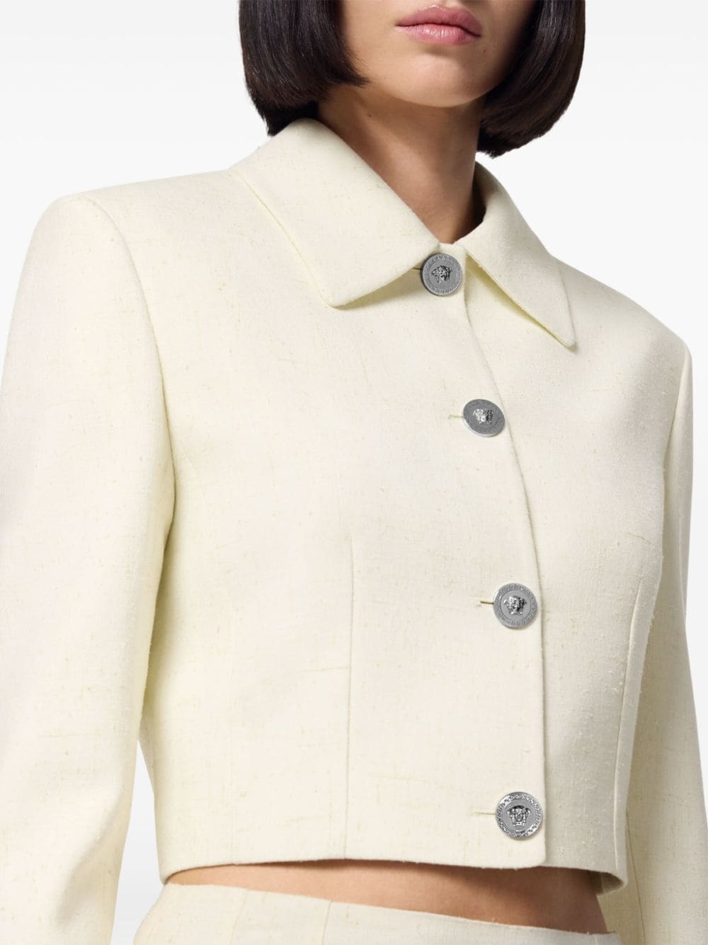 silk-blend cropped jacket - 5