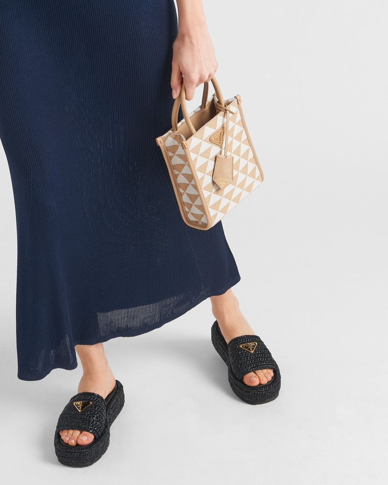 Prada Crochet flatform slides outlook