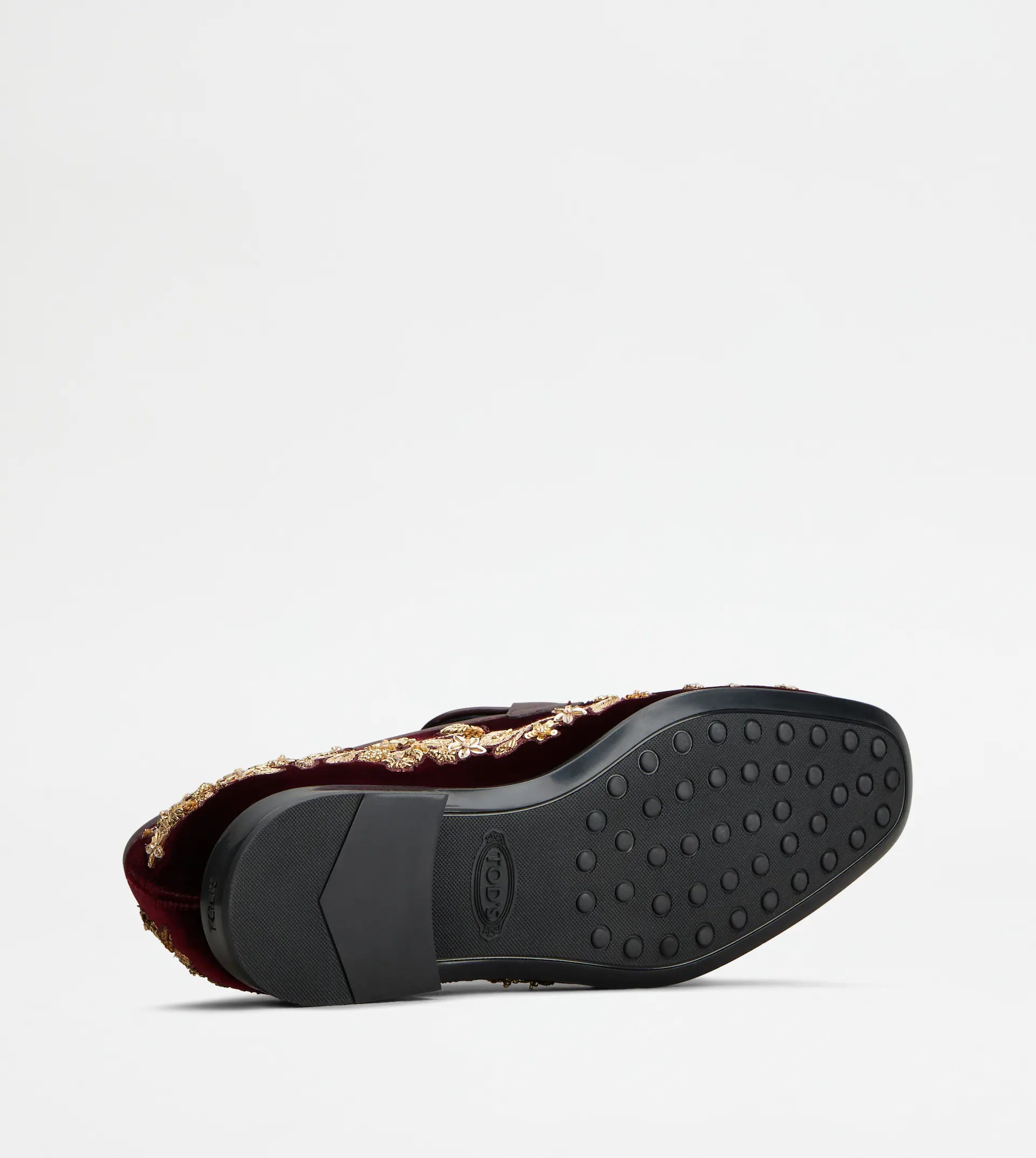 T TIMELESS LOAFERS IN VELVET AND LEATHER - BURGUNDY, GOLD - 5