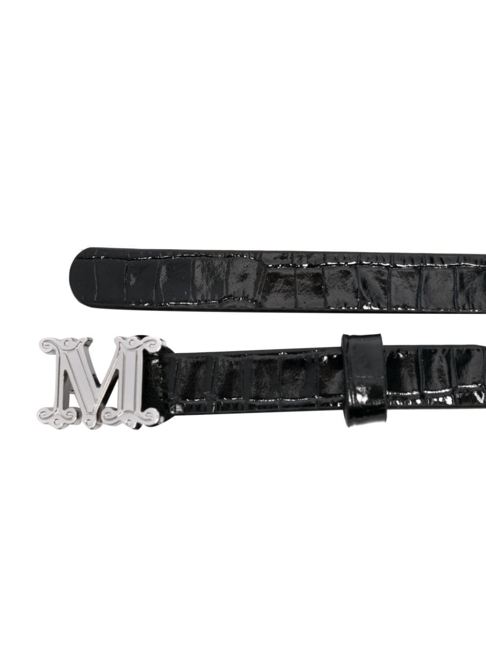 monogram-buckle leather belt - 2