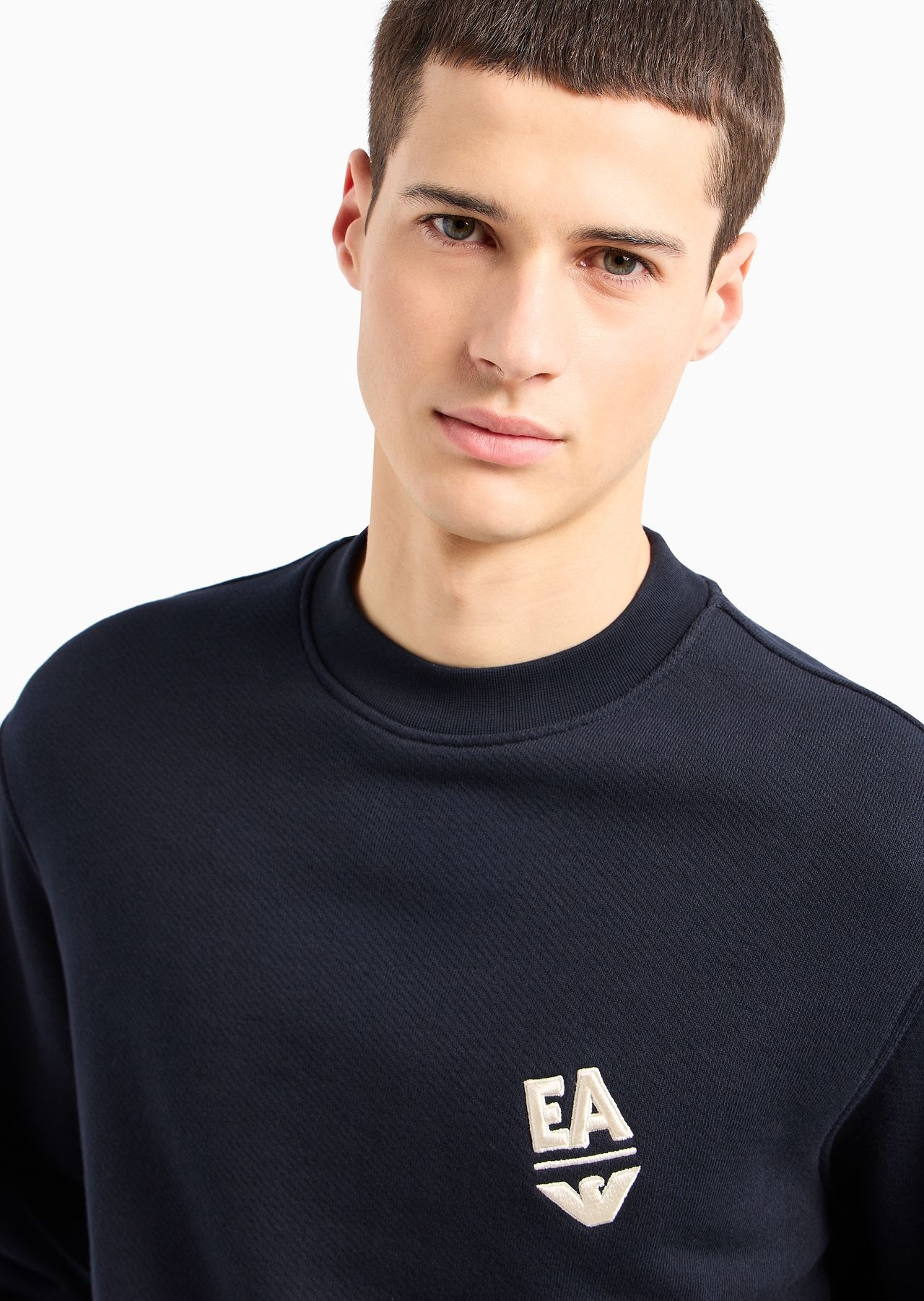 Jersey sweatshirt with diagonal weave and logo embroidery - 5