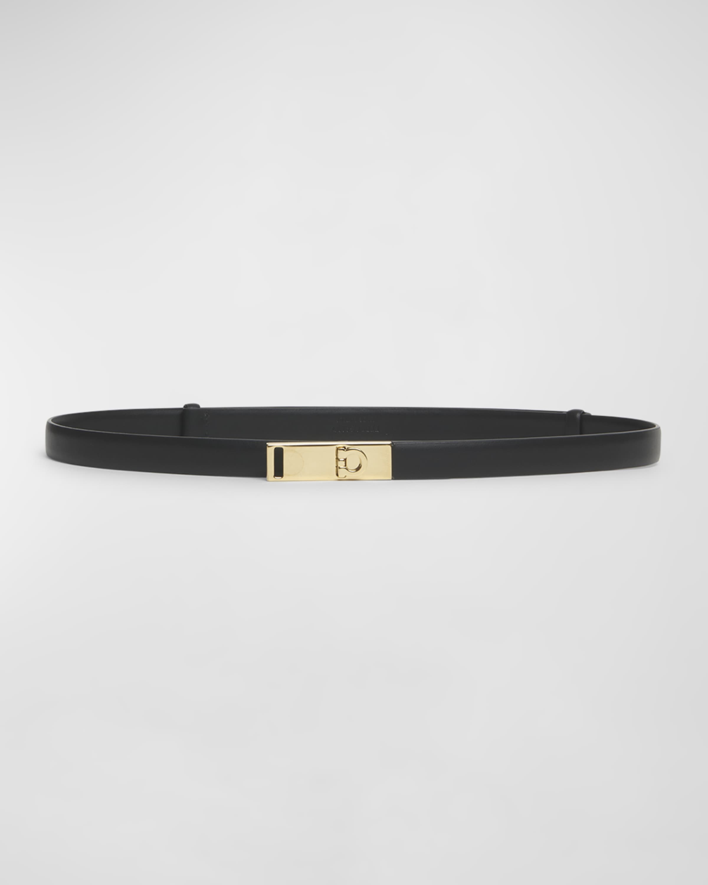 Hug Black Leather Skinny Belt - 1