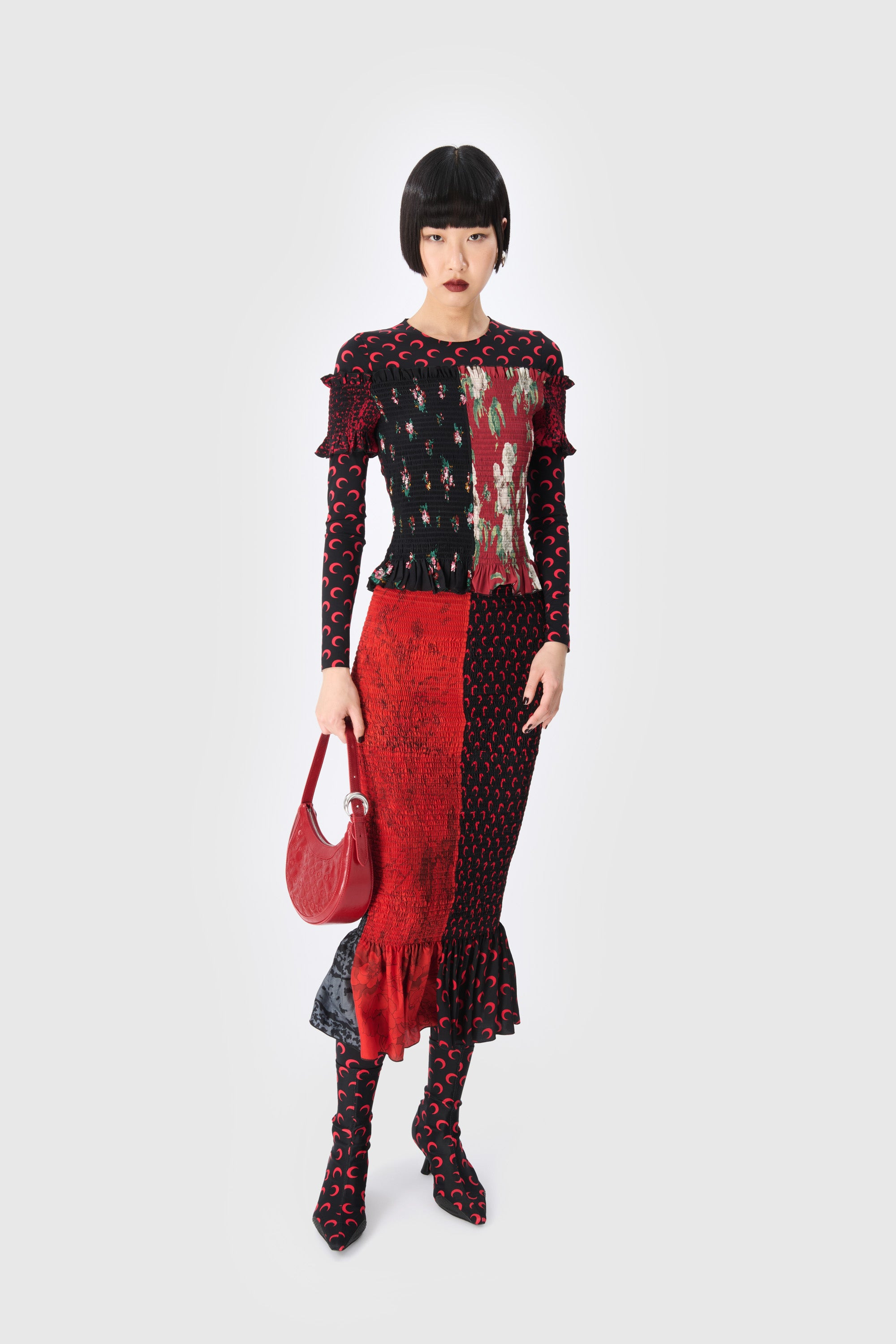 Moon Printed Jersey Second Skin Crewneck Top - 2