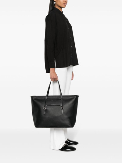 Santoni logo-print leather tote bag outlook