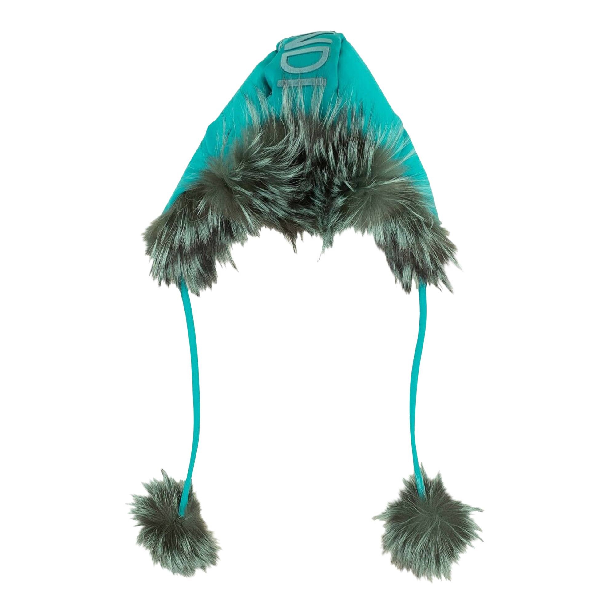 Fendi Aviator Winter Fox Fur Hat 'Blue' - 1